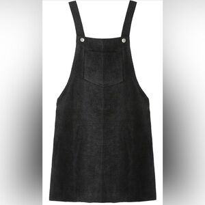 Black Overall Dress With Bib Pocket